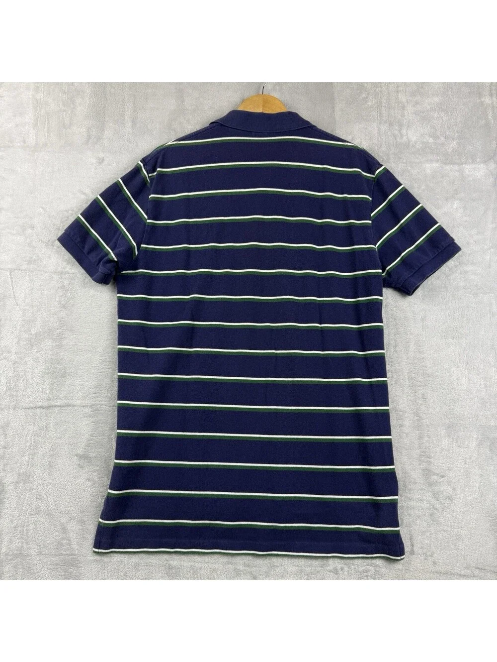 Polo Ralph Lauren Men’s L Navy Green Stripe Polo Shirt Cotton Pony Casual Preppy
